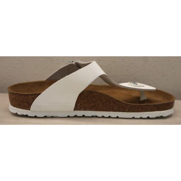 Birkenstock Women's Sz 8 White Leather Gizeh Birko-Flor Sandals - Picture 7 of 13
